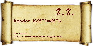 Kondor Kálmán névjegykártya